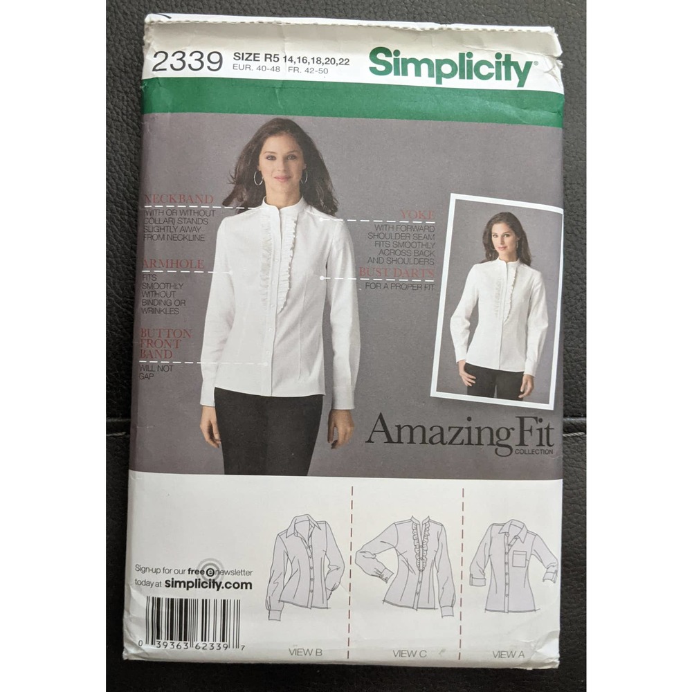 UNCUT Simplicity 2339 Blouse Size 14-22 Amazing Fit